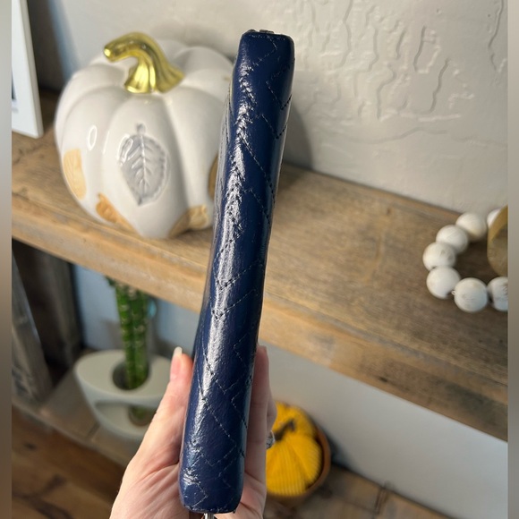 Tory Burch Kira Diamond Quilt Zip Continental Wallet zip wallet blue leather - Picture 3 of 8